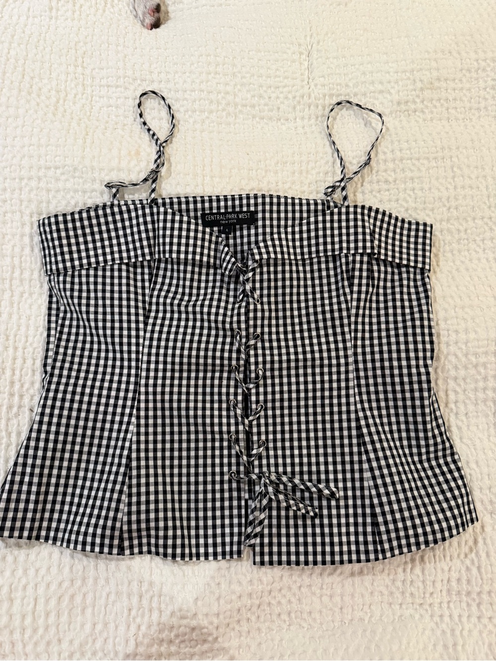 Gingham Lace-Up Corset Top